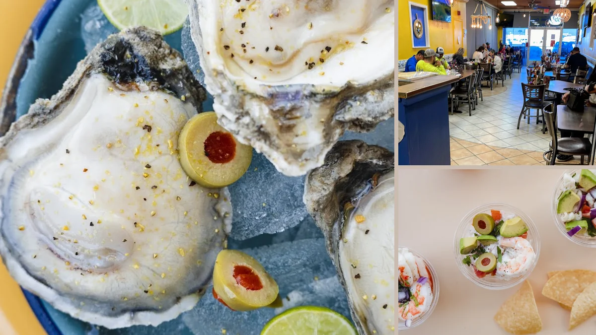 Colorful Mexican-style seafood served with sauces.