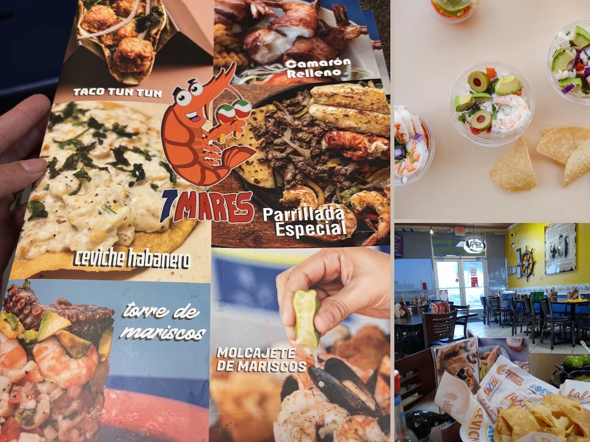 Counter service inside a casual seafood restaurant.